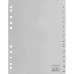 Durable Index A4 15 Part. 1-15 Printed Tabs PP