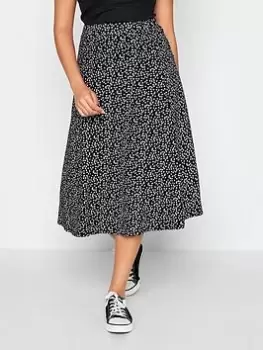 M&Co Ditsy Jersey Printed Skirt, Black, Size 18, Women