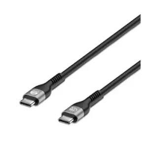 Manhattan USB-C to USB-C Cable (240W) 2m Male to Male Black 480 Mbps (USB 2.0) Extended Power Range (EPR) charging up to 240W (Note additional USB-C 2