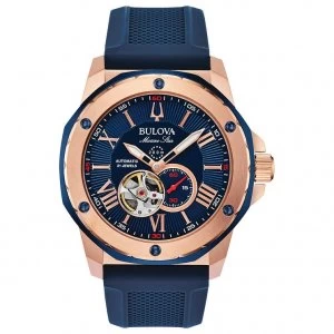 Bulova Marine Star Mens Blue Silicone Strap Watch