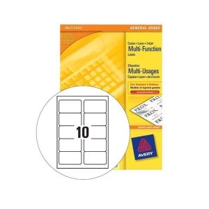 Avery 105x57mm Copier Labels White - 10 Per Sheet 1000 Labels