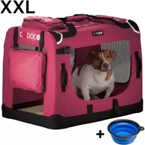 CADOCA Pet Carrier Fabric Dog Cat Rabbit Transport Bag Cage Folding Puppy Crate XXL - Dunkelrot (de)