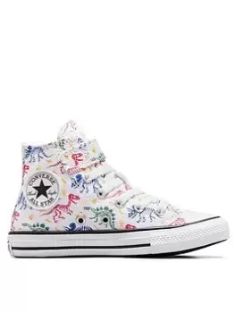 Converse Chuck Taylor All Star Dinos 1v Kids Hi Top Trainers, White, Size 1 Older