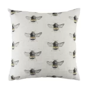 Bee Happy Repeat Printed Cushion White / 43 x 43cm / Polyester Filled
