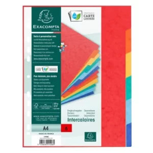 Exacompta Dividers 225gsm, A4, 6 Part, Plain, Pack of 50