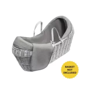 Kinder Valley - Grey Waffle Pod Moses Basket Bedding Set Dressings with Fleece Lined Coverlet & Full Body Surround - Grey