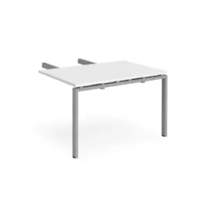 Adapt add on unit double return desk 800mm x 1200mm - silver frame and white top