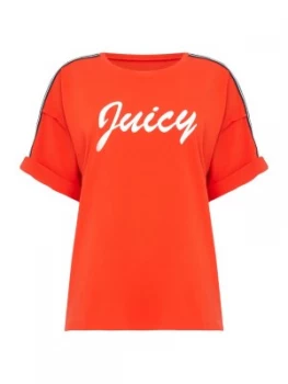 Juicy by Juicy Couture Short Roll Sleeve Crew Neck Graphic Logo T Shirt Red