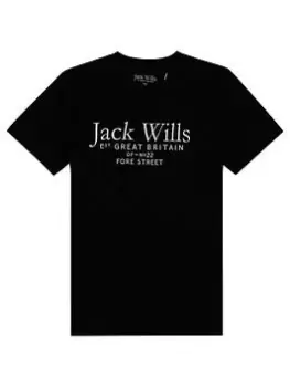 Jack Wills Boys Script Short Sleeve T-Shirt - Black, Size 7-8 Years