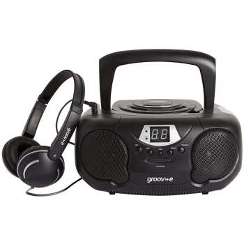 Groov-e Boombox Portable CD Player with Radio - Black