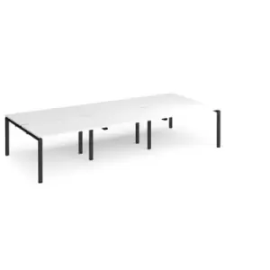 Bench Desk 6 Person Rectangular Desks 3600mm White Tops With Black Frames 1600mm Depth Adapt