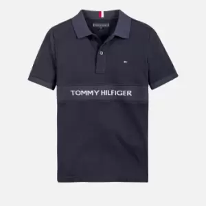 Tommy Hilfiger Boys' Rib Insert Jacquard Polo Shirt - Desert Sky - 10 Years