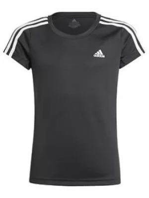 adidas Girls Junior G 3S Tshirt, Black/White, Size 5-6 Years, Women
