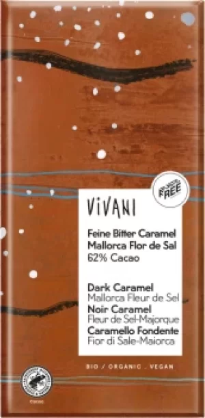 Vivani Dark Caramel,62%, Fleur de Sel 80g (5 minimum)