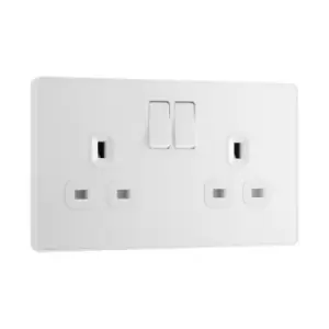 BG Evolve Pearl White Double Switched 13A Power Socket - PCDCL22W