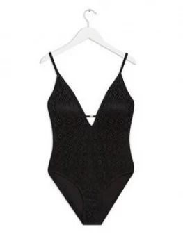 Dorothy Perkins Crochet Bar Swimsuit - Black
