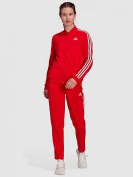 adidas Essentials 3 Stripes Tracksuit - Red/White, Size 2XL, Women