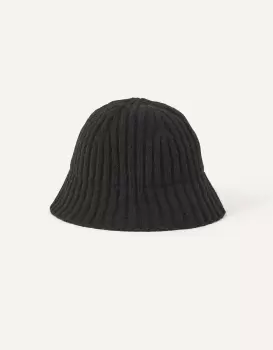 Accessorize Womens Knit Bucket Hat Black