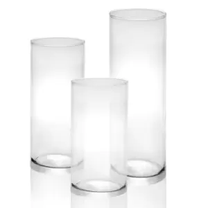 Glass Candle Cylinders - Set of 3 M&amp;W