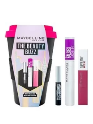 Maybelline Makeup Kit The Beauty Buzz, Brow Mascara, Falsies Lash Lift Mascara And Pink Liquid Lipstick Christmas Gift Set