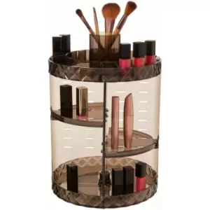 Cosmetic Organiser With 4 Tier Revolving Black Round Compartments Clear Diamond Multipurpose Storage Statement Piece for Dresser / Bathroom With
