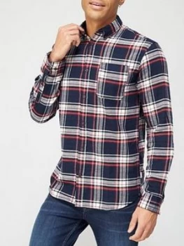 Jack & Jones Flannel Check Shirt - Navy, Size S, Men