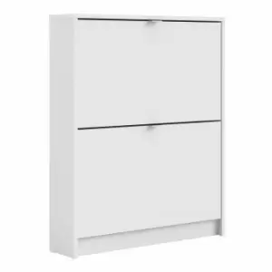 Shoes Hallway Storage Cabinet With 2 Tilting Doors And 1 Layer White