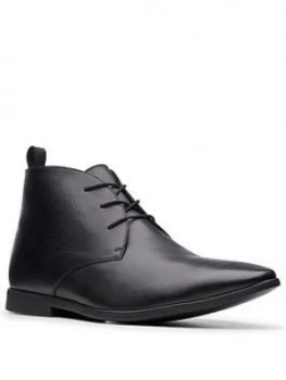 Clarks Bampton Up Boot, Black Leather, Size 7, Men