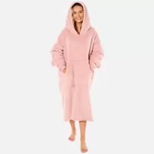 Sienna Long Hoodie Blanket Soft Sherpa Fleece Oversized Sweatshirt Blush
