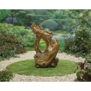 Easy Fountain - Knotted Willow Falls LED Natural Garden Water Feature Wood Effect