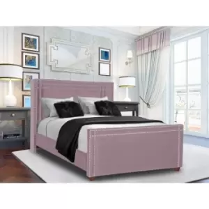 Envisage Trade - Cubica Upholstered Beds - Plush Velvet, Double Size Frame, Pink - Pink