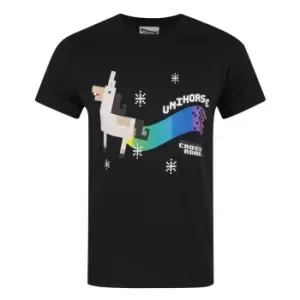 Crossy Road Mens Official Unihorse Design T-Shirt (X-Large) (Midnight Black)