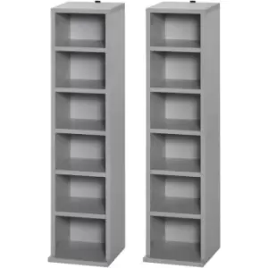 Homcom - Set of 2 cd Media Display Shelf Unit Tower Rack Adjustable, Grey - Grey