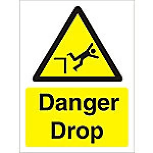 Warning Sign Danger Drop Plastic 40 x 30 cm