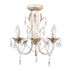 Odelia 3 Way Chandelier in White and Gold with Clear Droplets