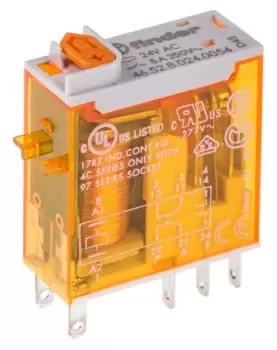 Finder, 24V ac Coil Non-Latching Relay DPDT, 8A Switching Current PCB Mount, 2 Pole, 46.52.8.024.0054