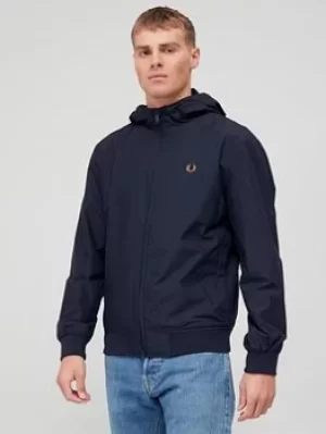 Fred Perry Hooded Brentham Zip Through Jacket, Navy, Size S, Men