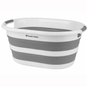 Russell Hobbs Collapsible Plastic Oval Laundry Basket 27 L White/Grey