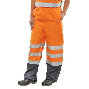 BSeen High Visibility Medium Safety Trousers OrangeNavy