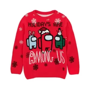 Among Us Childrens/Kids Christmas Sweatshirt (9-10 Years) (Red/Black/White)