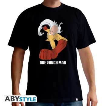 One Punch Man - Saitama Punch Mens X-Large T-Shirt - Black