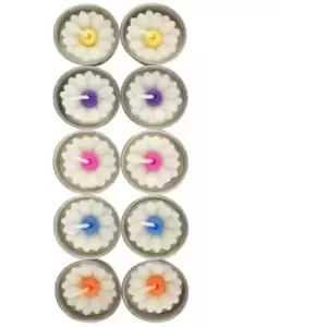 Box of 10 Daisy Candles with Coloured Centre