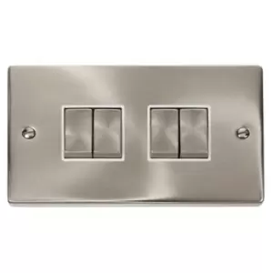 Click Deco 10 AX 4 Gang 2 Way Plate Switch White Satin Chrome VPSC414WH