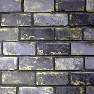 Arthouse Metallic Brick Effect Wallpaper Navy/Gold