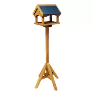 Deluxe Traditional Wooden Garden Bird Seed Feeder Table with Slate Roof