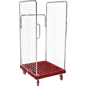 ESB Roll Container, 2 Side Mesh Panels with Safety Handles, Flame Red