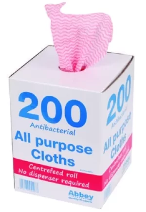 Anti-bacterial Cloths on a Roll 220x370mm Red (Pack of 200) 100247