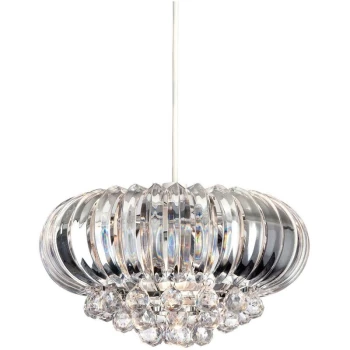 Firstlight Crown - 1 Light Easy-Fit Ceiling Pendant Chrome, Clear Acrylic, E27