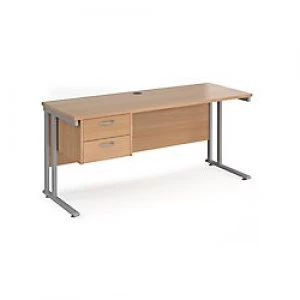 Maestro 25 cantilever 600mm deep desk with 2 drawer ped