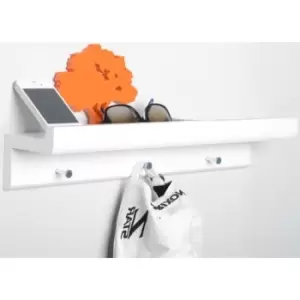 Techstyle Oakley Wall Mounted 45Cm Organiser Floating Shelf With 3 Key / Coat Hooks White